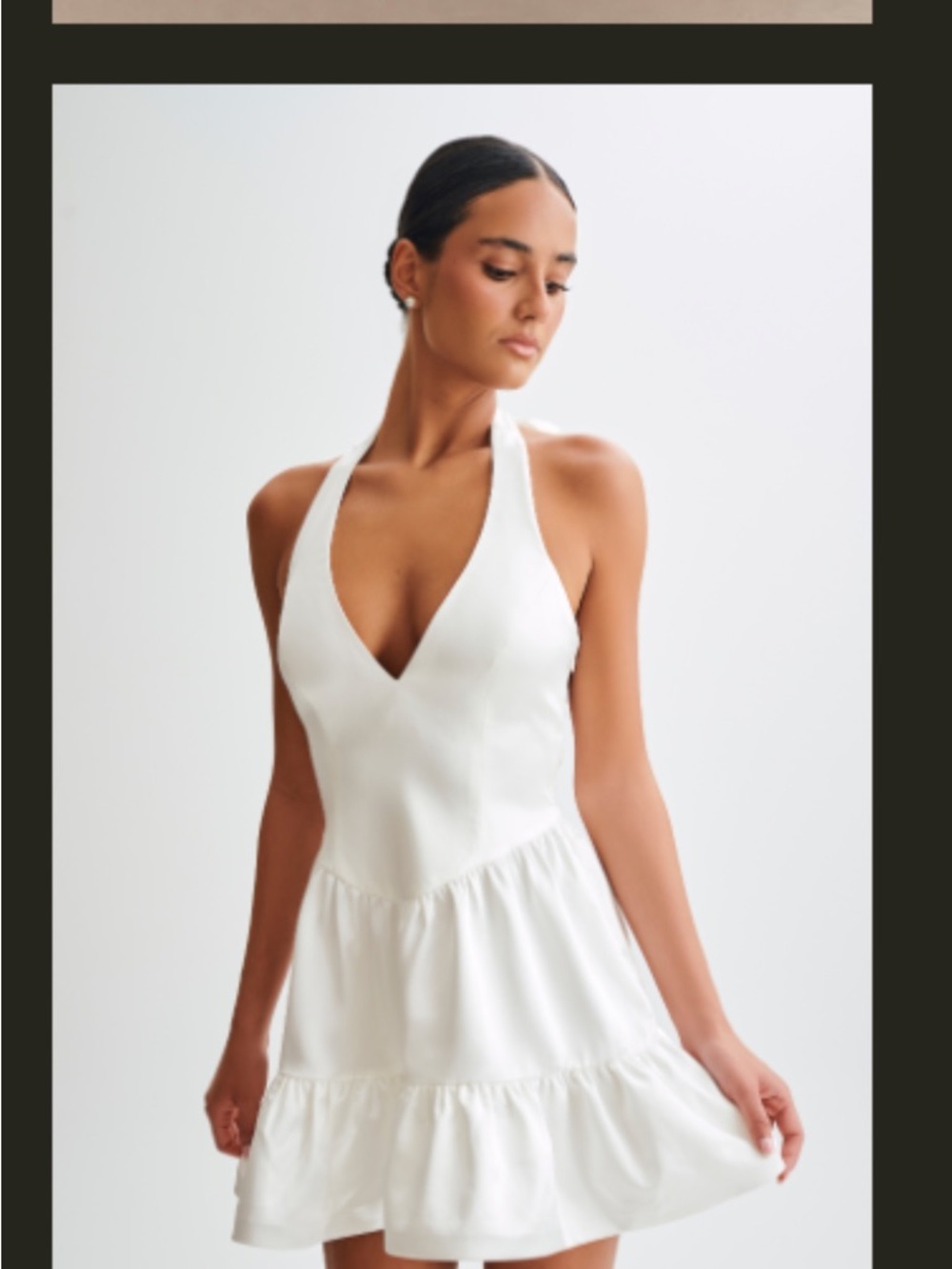 Meshki Holly Satin Structured Halter Mini Dress